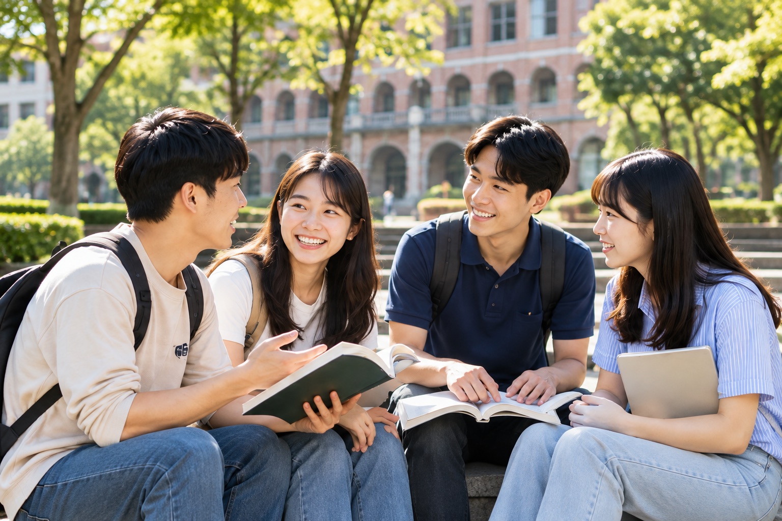學生在校園交流